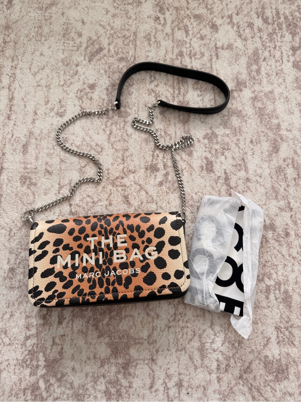 Marc Jacobs Mini Bag Leopard Print Crossbody in Tan, Black, Cream